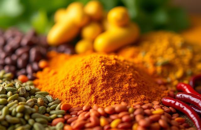 Close-up of fresh spices and ingredients